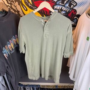 Cherokee Mens Sage Green Cotton Short Sleeve Henley Shirt Size M 17730